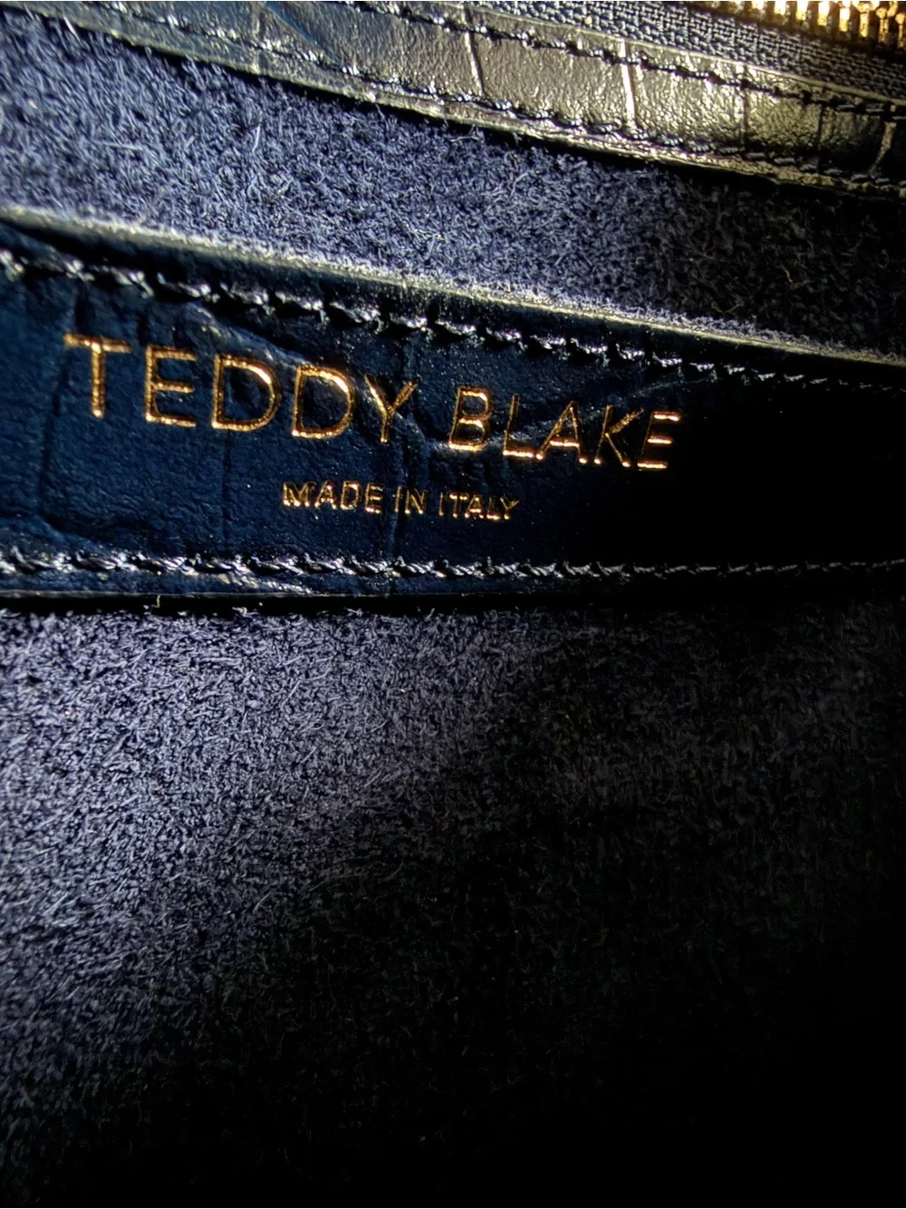 NWOT Teddy Blake Navy Croc-Embossed Leather Top Handle Bag Purse